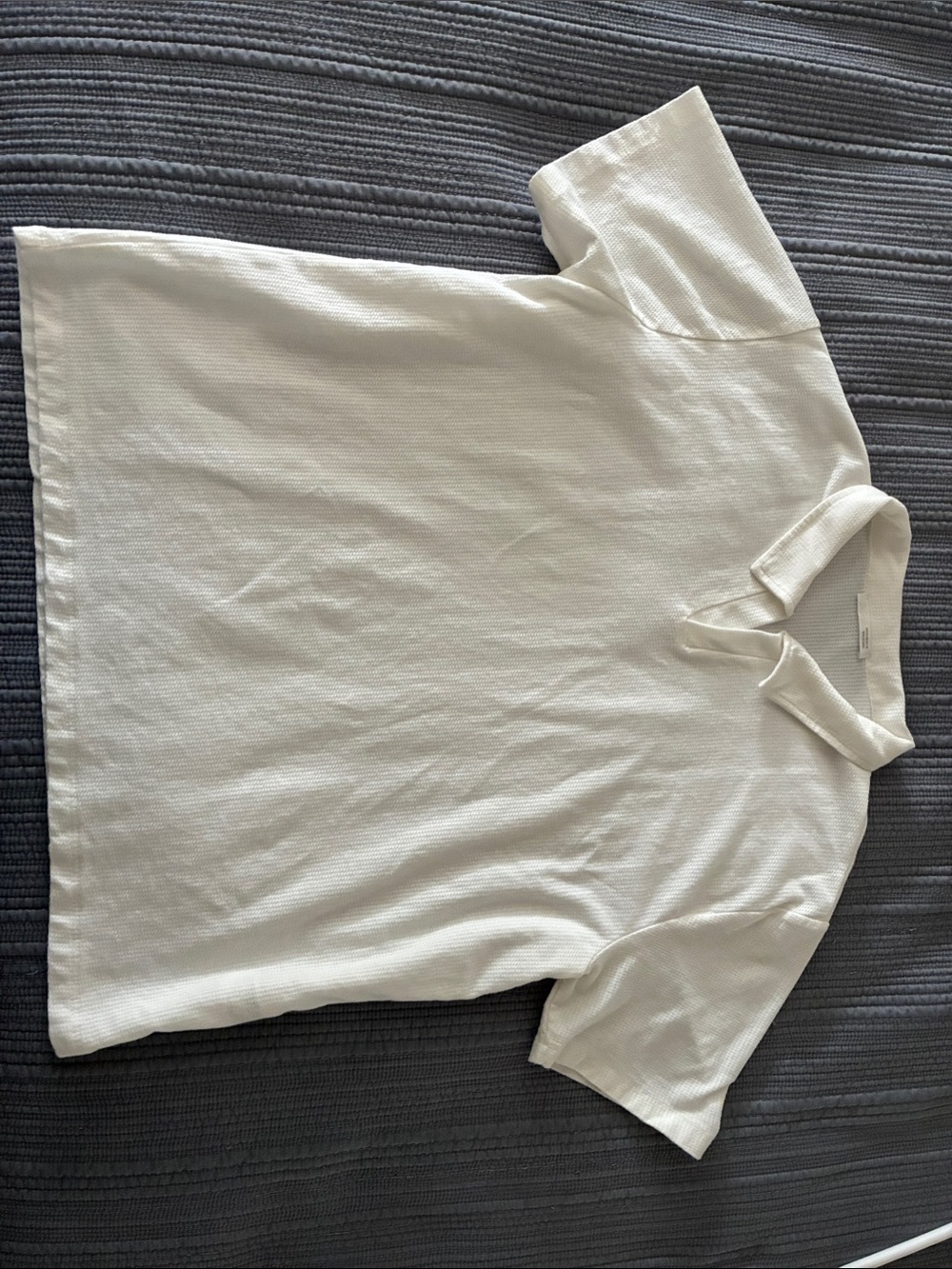 Zara Men's Cream Short-Sleeve Knit Polo
